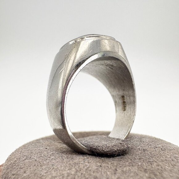 VTG Sterling Silver 925 Black Onyx Tapered Band Statement RIng Size 8.75 - Picture 3 of 10